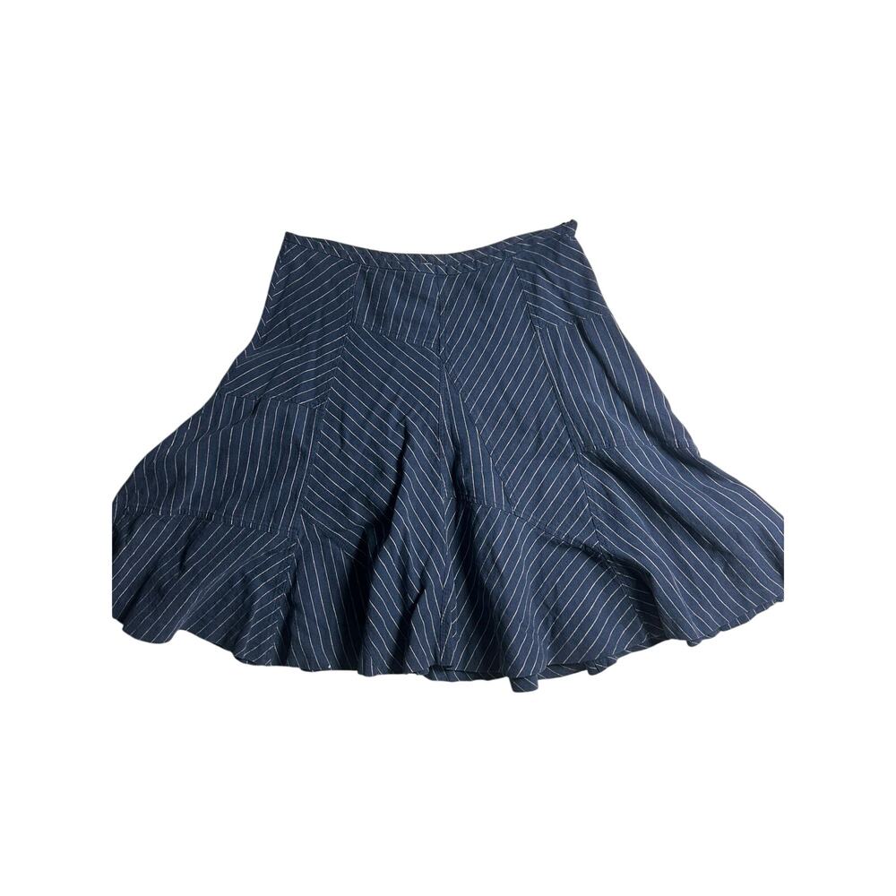 American Living Ralph Lauren Blue Pinstripe Linen Skirt 6